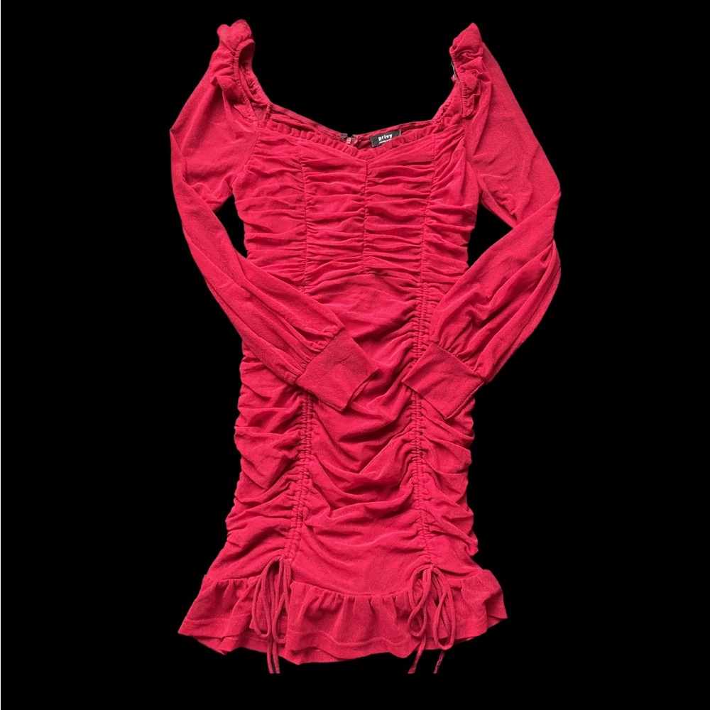 Long sleeve Ruched mini dress
